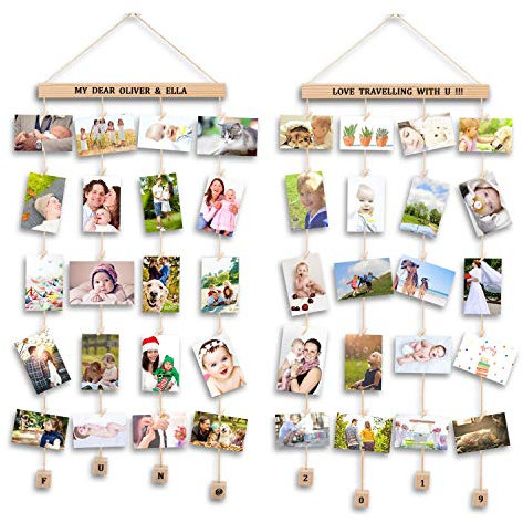 Uping Cornice Portafoto Multipla Cornice Foto Collage da Parete, per Appendere Foto Wall Decor (Set di 2, con Adesivi di Lettere e Numeri)