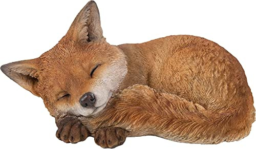 XRL-FCB3-D Décoration en résine pour maison ou jardin Motif chiot de renard endormi