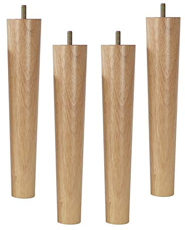 4 Stück Möbelfüße Möbelfüsse Tischbeine Massivholz Konisch Ersatz Möbelbeine für Sofa Bett Schrank Holz Farbe Gummi Holz Möbel Beine M8 Gewinde Ersatz für Schrank Stuhl Couch Bett Füße(27cm)