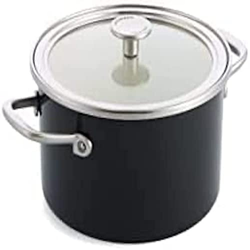 KitchenAid Steel Core Enamel Casserole de 20 cm/3,7 litres avec couvercle, émail d'ingénierie allemande, induction, allant au four, Noir onyx