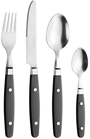 Prima Collection, Set da 24 Posate Serie Country in Acciaio Inox Nichel Free, con Manico Colore: Nero, con Scatola Regalo