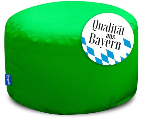 Bruni Pouf Sitzhocker L in Grün – runder Sitzpouf, Indoor und Outdoor als Fußhocker, Yoga-Sitzkissen, Meditationskissen geeignet, in Deutschland gefertigt
