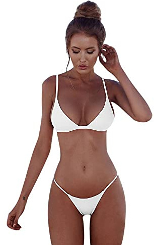Mophghdj Damen Bademode Push Up Bikini Set - Bandeau Texture Mit Gepolsterter Badeanzug Shaping Effekt Abnehmbar Tankini Oberteile Und Badeshorts Strandmode 65- Weiß