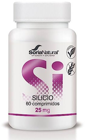 Soria Natural Silicio - MÁXIMA ABSORCIÓN - Mantenimiento de los Huesos, Piel, Pelo y Uñas – Minerales - Liberación Sostenida para mejor asimilación - 60 Comprimidos de 800 mg.