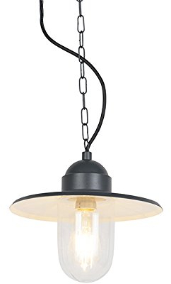QAZQA - Industrie I Vintage I Smarte Outdoor-Hängelampe I Pendellampe I Pendelleuchte Anthrazit IP44 inkl. Wifi ST64 - Kansas Graphit Dimmer I Dimmbar I Außenbeleuchtung - Stahl Rund - LED geeignet E2