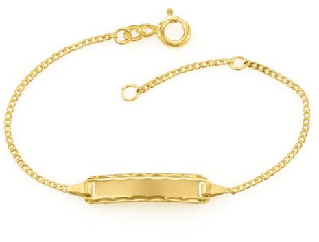JC Trauringe Braccialetto identificativo per neonati e bambini, in oro 333, 14 cm, con incisione, bracciale per battesimo, oro, con nome, gioiello per bambini, senza nichel, prodotto in Germania I