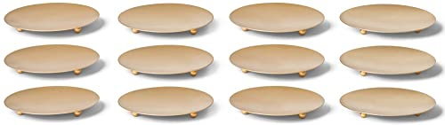 Novaliv 12x Kerzenständer 3 Füße Gold 12cm Kerzenteller Kerzenhalter Metall Weihnachten Teelichter Kerzenpin Adventskranzkerzenhalter Dekoteller rund Tischdekoration für Stumpenkerzen