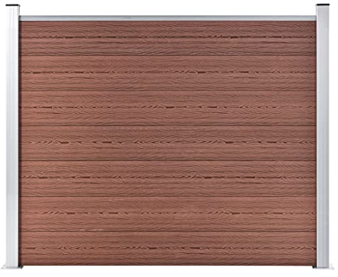 KOIECETA Zaunelement Set mit Pfosten Sichtschutz Windschutz Zaun Gartenzaun Lamellenzaun Sichtschutzzaun Windschutzzaun WPC (180x146cm, Braun), (V14898)