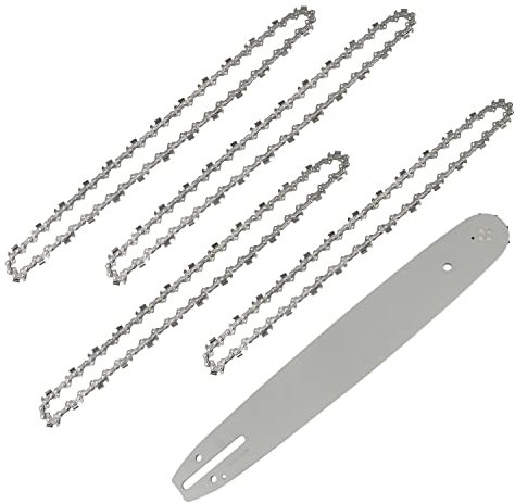 4 Stück Sägeketten mit Schwert Länge 35cm (14) 3/8 1,3mm (0.050) 52 Treibglieder, Ersatzkette Profi Kette Passend für Diverse Motorsäge Kettensäge
