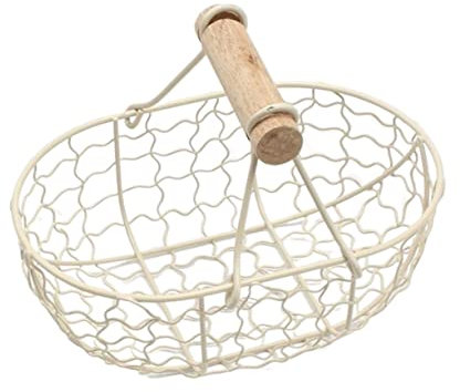 VONGAZ Picknickkorb Picknickkörbe Vintage Aufbewahrungskorb Drahtkorb Mit Holzgriffen Obst Brot Picknickkorb Kann Eier Leicht Laden Picknick Korb Picknick-Korb (Color : Blu, Size : 12 * 18 * 12cm)