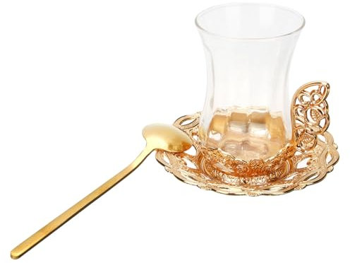 Kichvoe Retro Coffee Cup Glass Cup Spoon Saucer Vintage Style Coffee Mugs for Home Use Milk Glass Tea Mug