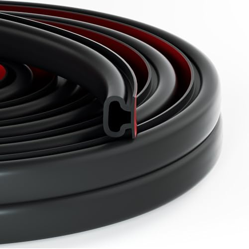 Selbstklebend Türdichtung Dichtungsband, Gummidichtung für Fenster & Türen – Zugluftstopper, Lärmschutz, Energieeffizienz, Wetterfest, Haustür Dichtung Door Seal Schalldämmung Dichtband (Schwarz, 12M)