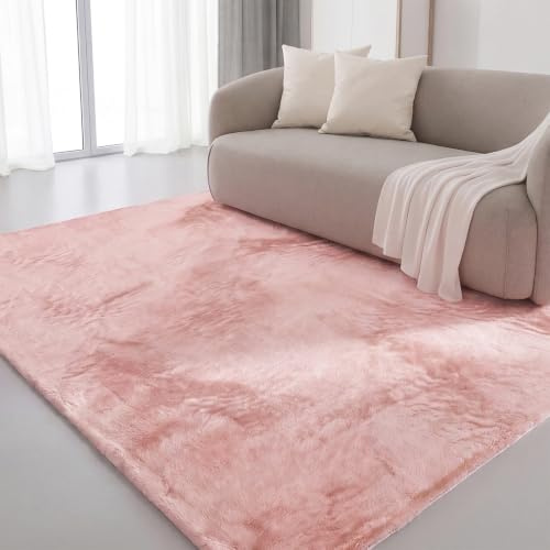 Interiyou Alfombra Salon Pelo Corto Fargo - 160x230 cm Rosa - Felpa sintética esponjosa - Lavable y Antideslizante - Textura Suave Corta
