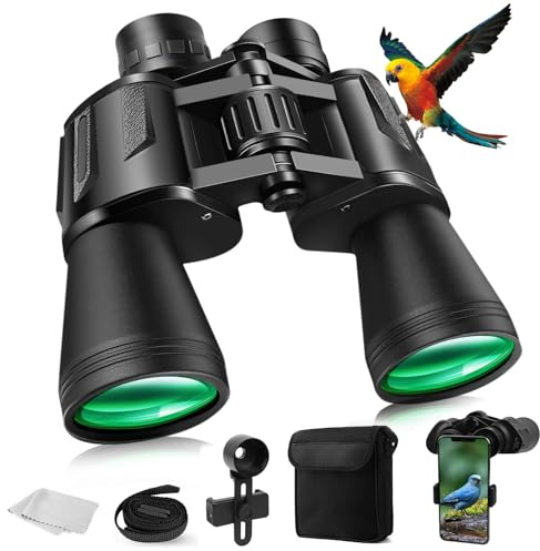 Prismáticos BAK4 de alta potencia 20 x 50 HD resistentes al agua para observación de aves, caza, fútbol y conciertos