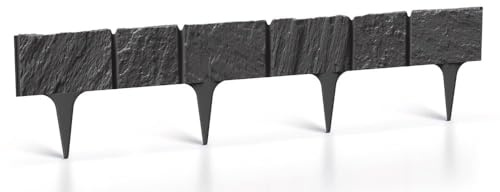 Rasenkante Gartenpalisade Palisade Beeteinfassung Beetumrandung 7,8m Beetabgrenzung Stein-Optik Mähkante Anthrazit