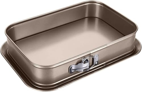 Marrzuplex Backform Rechteckig,Springform eckig mit Flachboden,Tiramisu Form antihaftbeschichtet,Einfach zu reinigen,Kuchenform eckig,Gold (Gold)