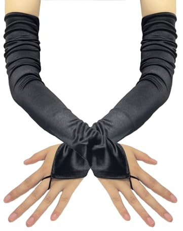 BRYCTSISEN Women's Super Long Satin Gloves Opera Fingerless Gloves Extra Long Banquet Theatre Dance Party Gloves