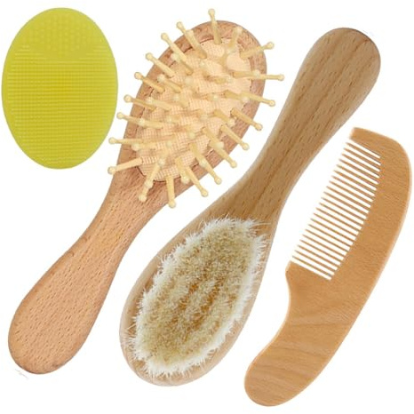 Haarbürste für Kinder aus , Haarbürste für Kinder | Natürliche weiche | Ziegenborsten | Badehaarbürsten Set mit Kamm | Babypflege Zubehör I