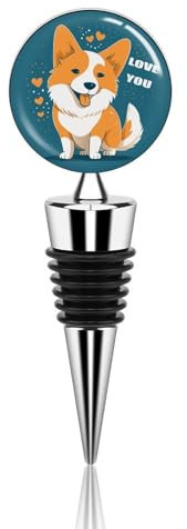 Wine Stopper Resealable Wine Pump Beverage Bottle Stoppers Vacuum Wine Stopper Corgi I Love You Wine Bottle Sealer Silicone Wine Saver Stoppers for Kitchen Supplies Wine Accessories
