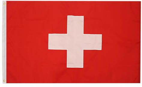 AZ FLAG - Drapeau Suisse Premium - 150x90 cm - Drapeau Helvétique Cousu et Brodé Nylon 200D Avec Oeillets Métalliques Intégrés - 200 g
