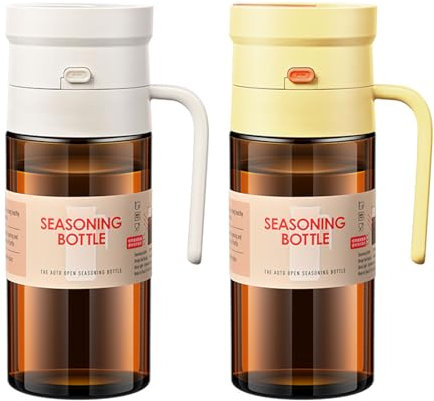 Limtula Paire Bouteilles D'huile en Verre avec Mécanisme D'ouverture Intelligent Bocaux D'huile À Ouverture Fermeture Automatique Efficaces Distributeur D'huile Pratique