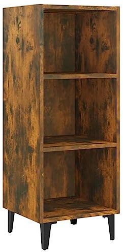 Rustikales Sideboard aus geräucherter Eiche, modern, 34,5 x 32,5 x 90 cm, Aufbewahrungsschrank mit Metallbeinen, stilvolle und geräumige Wohnzimmermöbel