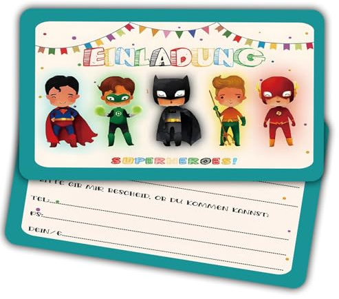 ZELAITE Einladungskarten FüR Kindergeburtstag: 12 Superhelden Einladungskarten Zum Kindergeburtstag – Perfekte Partyeinladungen FüR Einen Spruchhaften Geburtstag! (C)