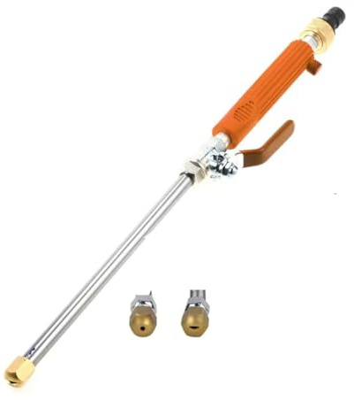 High Pressure Power Washer Wand, Hydro Jet Water Hose Nozzle,Watering Sprayer Cleaning Tool, Wand Lance for Gutter Patio Car Pet Window Glass (Orange)