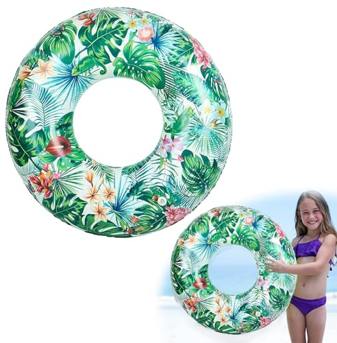 LUMOOM Schwimmringe für Erwachsene, Groß Schwimmreifen, Aufblasbare Wasserspielring, Hawaii Flamingo Palme Schwimmring, Wasserspielzeug für Pool Strand Schwimmbad Draußen (C)