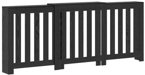 vidaXL Cubierta de Radiador Roble Negro 205 x 21,5 x 83,5 cm, Cubierta Elegante para Radiador de Sala, Diseño Moderno, Accesorio Chido para Casa, Distribución de Calor Funcional