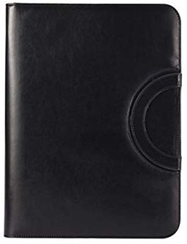 ByNGSDCC Portfolio binder Conference Folder A4 A4 Folder PU Leather Zipper Ring Binder Conference Bag Business Briefcase for Office Work(Black)