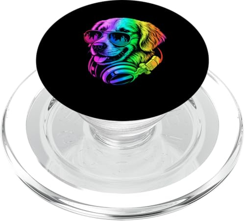 Golden Retriever DJ-Kopfhörer Retro Musik Hundeliebhaber PopSockets PopGrip für MagSafe