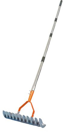 JISADER Rastrillo de Paja para el Cuidado del césped, rastrillo ergonómico y versátil Que afloja Tierra para Parques, Granjas, Jardines al Libre y, Varilla de 1.7 M