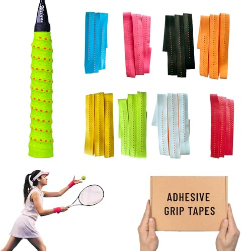 Zzcy Overgrip per Racchetta da Badminton da Tennis, Antiscivolo e Traspirante Nastro Grip per Racchetta, Grip per Racchette da Tennis e Badminton, Anti-Scivolo, Super Assorbenti, Perforate, 8 Colori