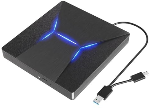 AYJYZHIAG Unidades externas de CD y DVD USB 3.0 Lector Grabador Tipo C Unidad óptica Delgada 3D Compatible con Windows MacOS