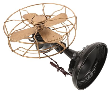 LIGIGWASH Adorno Ventilador Vintage de Hierro para Mesa Retro Mediano Color Bronce Antiguo Decoración Artística para Escritorio Escultura Ornamental Clásica