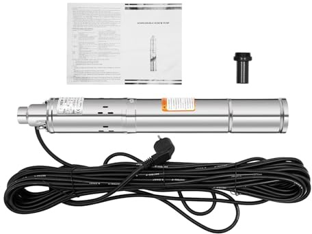 Djupbrunnspump och 250 W brunnspump solenergi – dränkbar pump | Flödeshastighet 1 600 L/h | Maximalt djup 80 m | inkl. 20 m kabel | för källor och jordbruksapplikationer