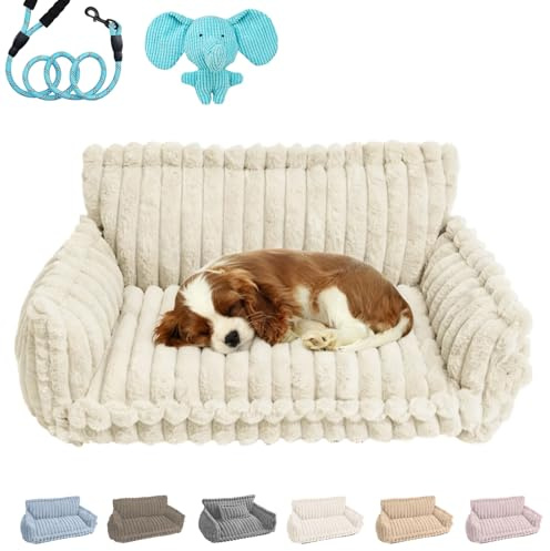 fjaldjfu OrthopäDisches Waschbares Hundesofa, Hundesofa FüR Grosse Hunde GroßEs OrthopäDisches HundeköRbchen, Hundebett MittelgroßE Hunde Katzenbett Waschbar, Abnehmbar Und rutschfest (Weiß,XXL)
