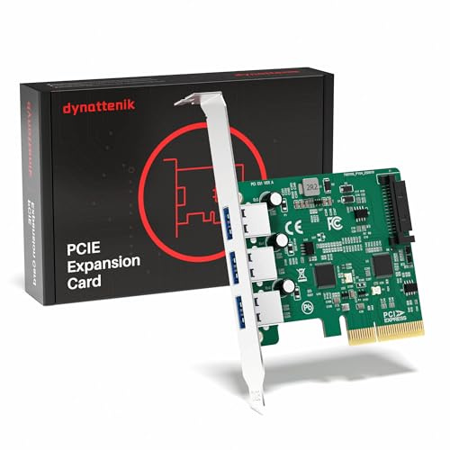 dynattenik Carte d’Extension PCIe 10 Gbps vers USB 3.2 Gen 2 à 3 Ports pour PC de Bureau et Boîtiers SSD, Compatible Windows 11 & Linux – 【TrioCreator Pro (Alpha), Équerre Standard】
