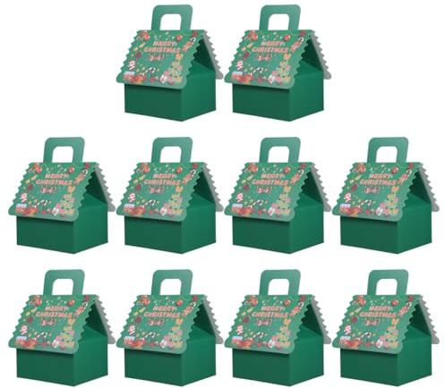 Toyvian 10 Piezas Caja de Dulces Navideña Forma de Casa de Jengibre Cajas de Cartón para Dulces para Recuerdos de Fiestas para Galletas y Productos Horneados