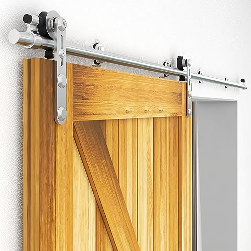 Kit ferramenta per porte scorrevoli a libro Kit di ferramenta for porta scorrevole da fienile con montaggio superiore in acciaio inossidabile for singola diverse dimensioni(7FT/213CM Single Door Kit)