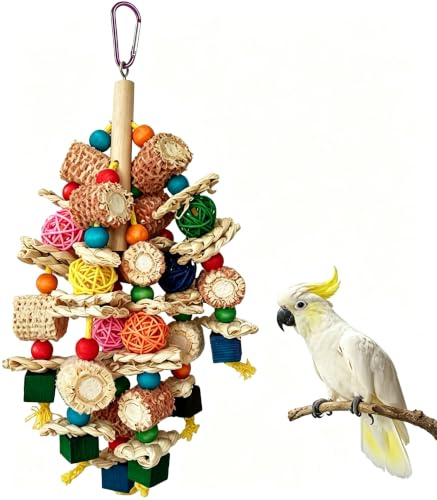 Vogelspielzeug für Große Vögel Papageienspielzeug Hängespielzeug Vogel Papagei Kauen Spielzeug Natürlicher Maiskolben und Luffascheiben für Aras Kakadus Amazon-Papageien und eine Vielzah