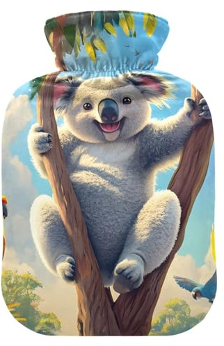 Varmvattenflaskor med mjukt skydd handfötter varmare söt koala papegoja varmvattenväska för menstruationskramper liten
