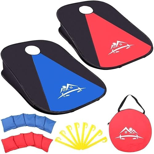 NZQXJXZ Gioco di Cornhole portatile e pieghevole con 10 sacchi di fagioli per adulti famiglia, Cornhole Board Set Outdoor Indoor con custodia da viaggio per giardino spiaggia