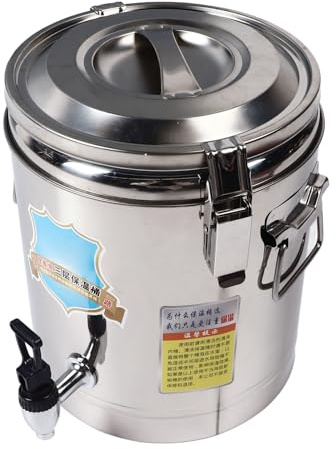 Generic Cubo de Sopa de Acero Inoxidable Aislado de 10 litros con Grifo Duradero para Restaurantes de Acero Inoxidable 304
