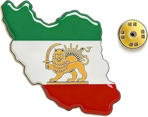 Iran Flagge Pin mit Löwe, Persische Flagge Anstecknadel, Historische Iran Royal Lion Flag Lapel Pins, Metall Flaggen Abzeichen für Männer und Frauen