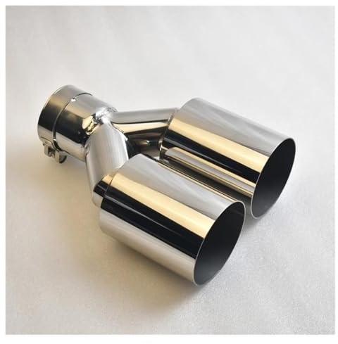 Trim Tail End Pipe Dual Exhaust Tip 2.5 Inch Inlet To 3.5 Outlet 10 Length Tailpipe, 304 Stainless Steel(63MM IN- 89MM OUT)
