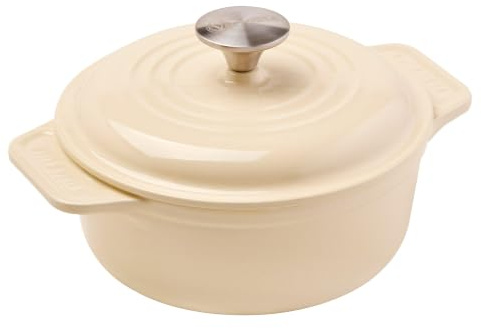 Victoria Horno Holandés Hierro Fundido Esmaltado White Sable Inducción 20cm