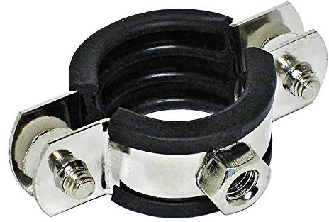 rohrfix-24 Edelstahl Rohrschelle V4A mit Gummieinlage 74-80 mm / 2 1/2 Schwarz