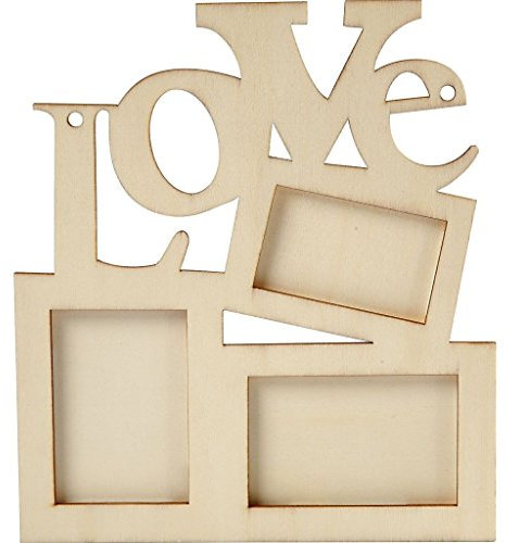 greedeko Bilderrahmen zum bemalen aus Holz “Love” 20x16cm Collage selbst gestalten basteln Natur DIY Bastelbedarf